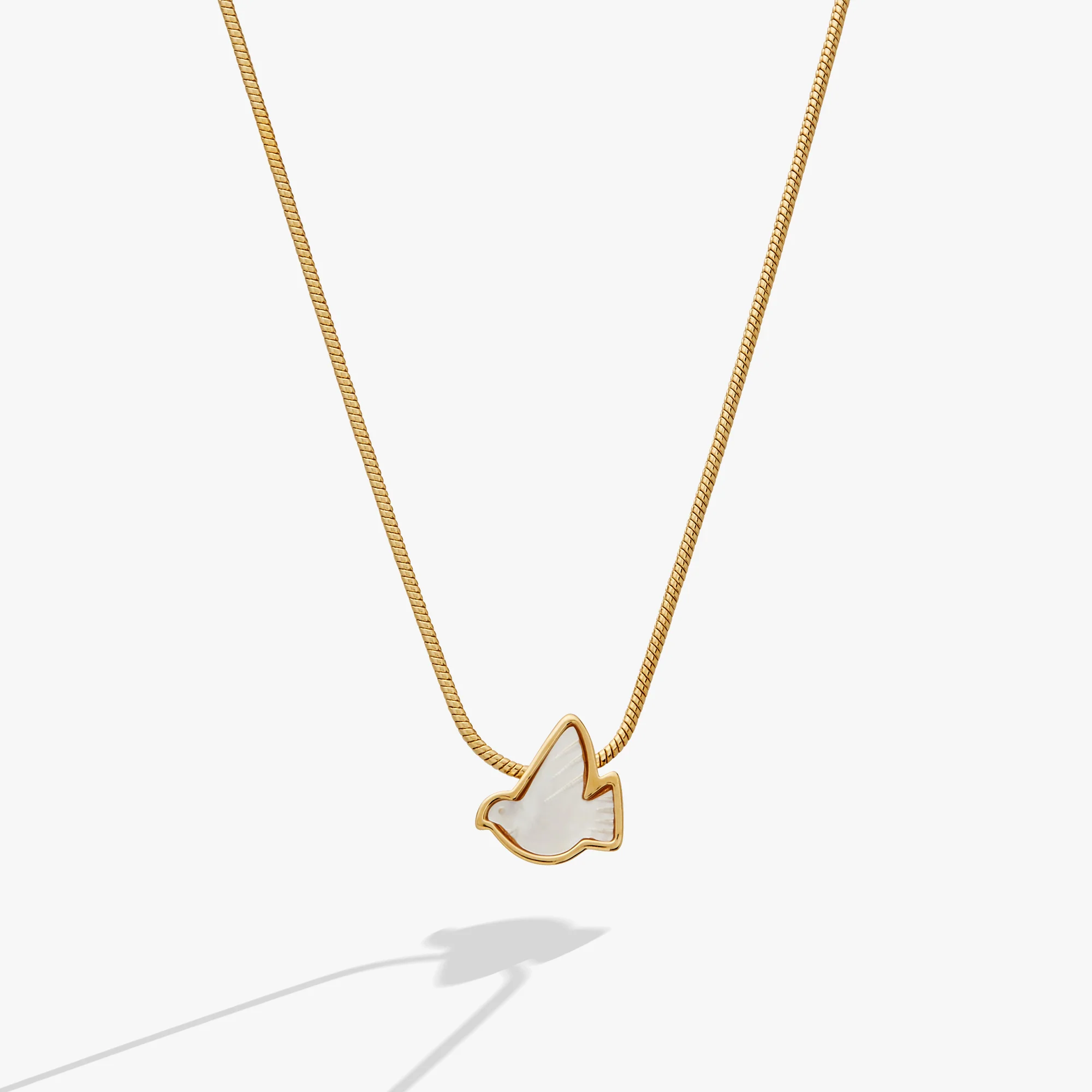 Pearlized Dove 'Peace' Slider Necklace
