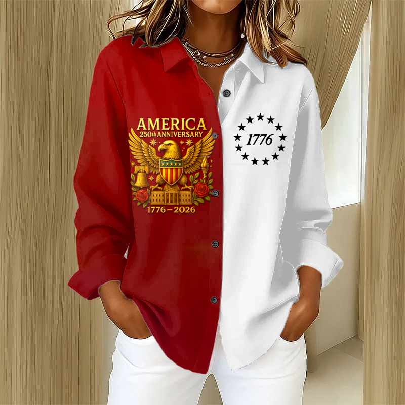 US 250th Anniversary Women's Printed Casual Long Sleeve Shirt