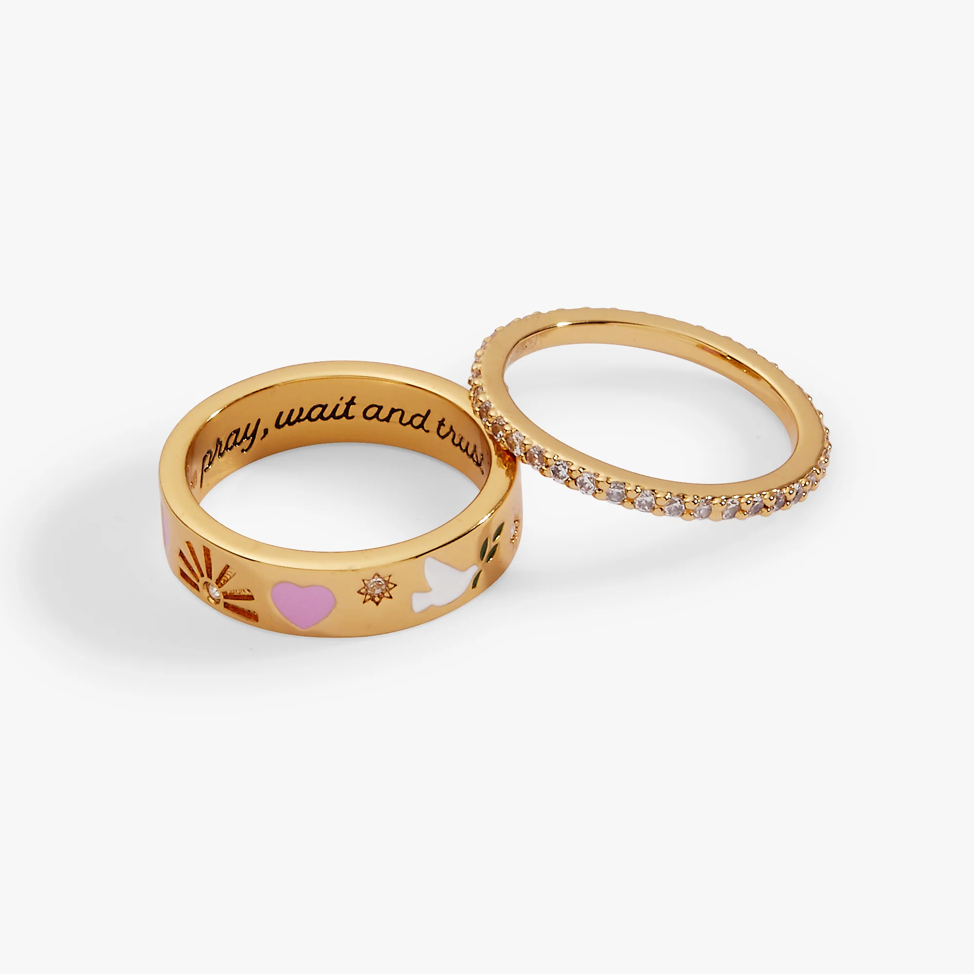 'Pray, Wait and Trust' Ring Set of 2
