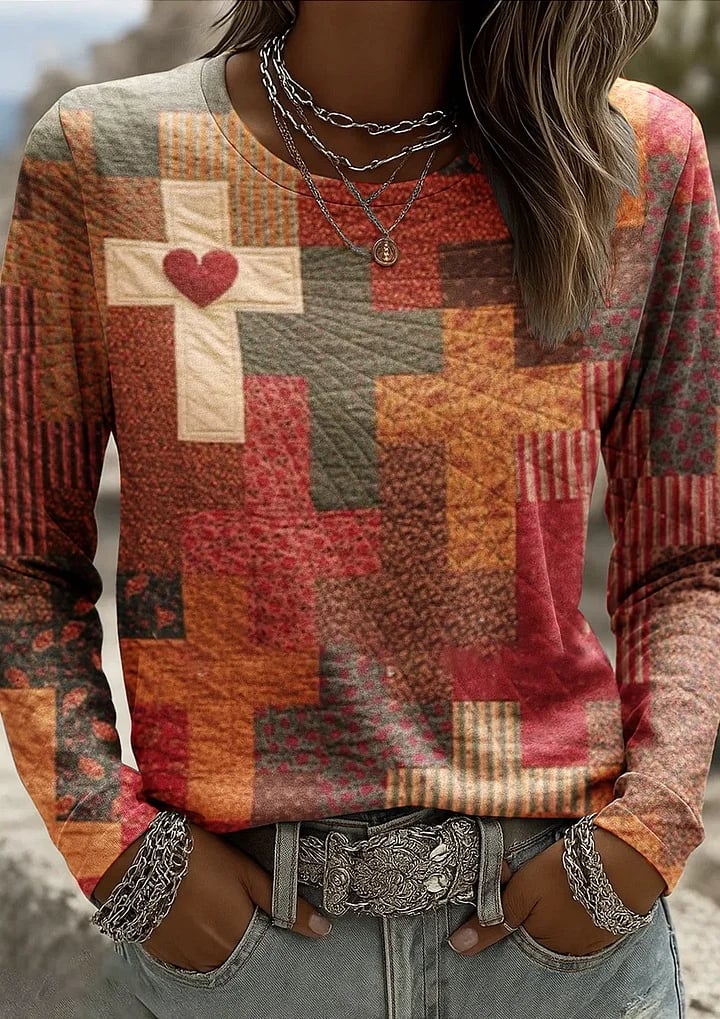 Women's Faith Print Casual Long Sleeve T-Shirt