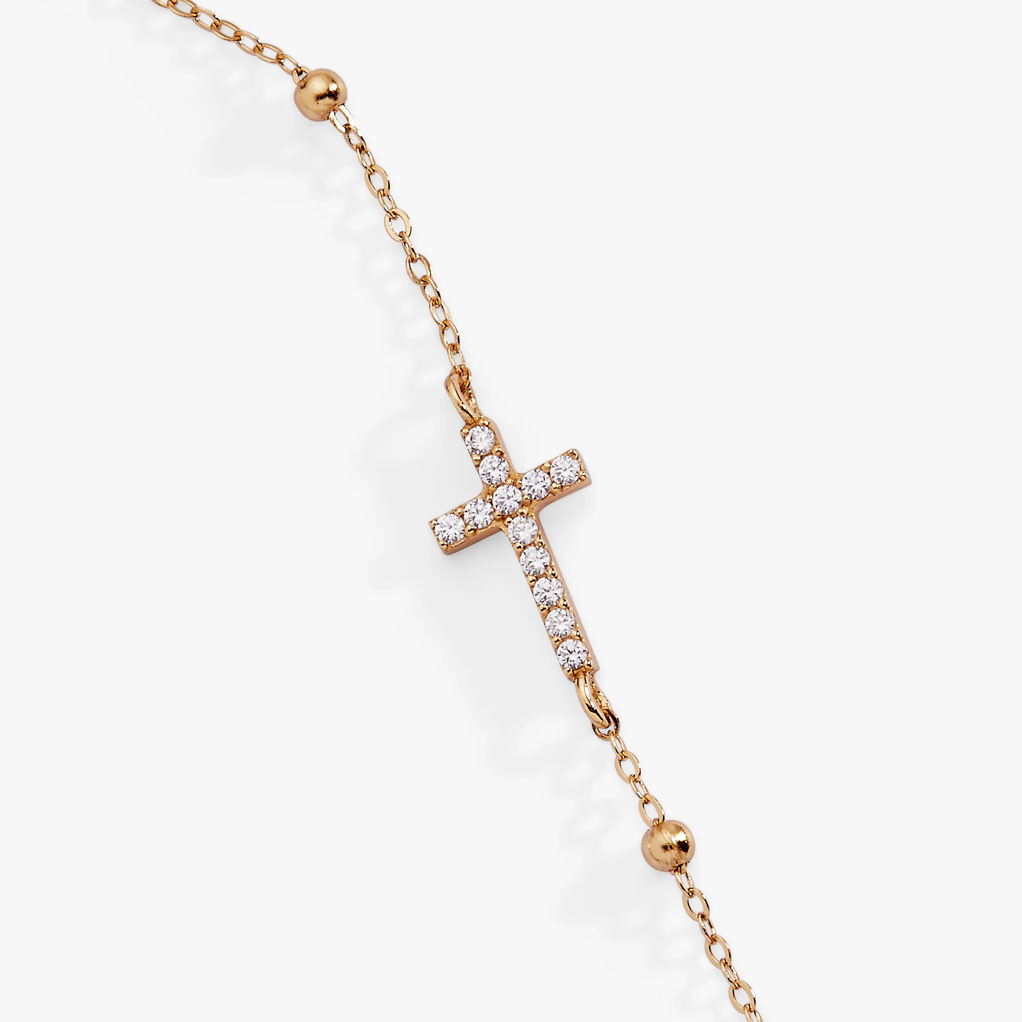 Cross Delicate Pave Crystal Beaded Strand Bracelet