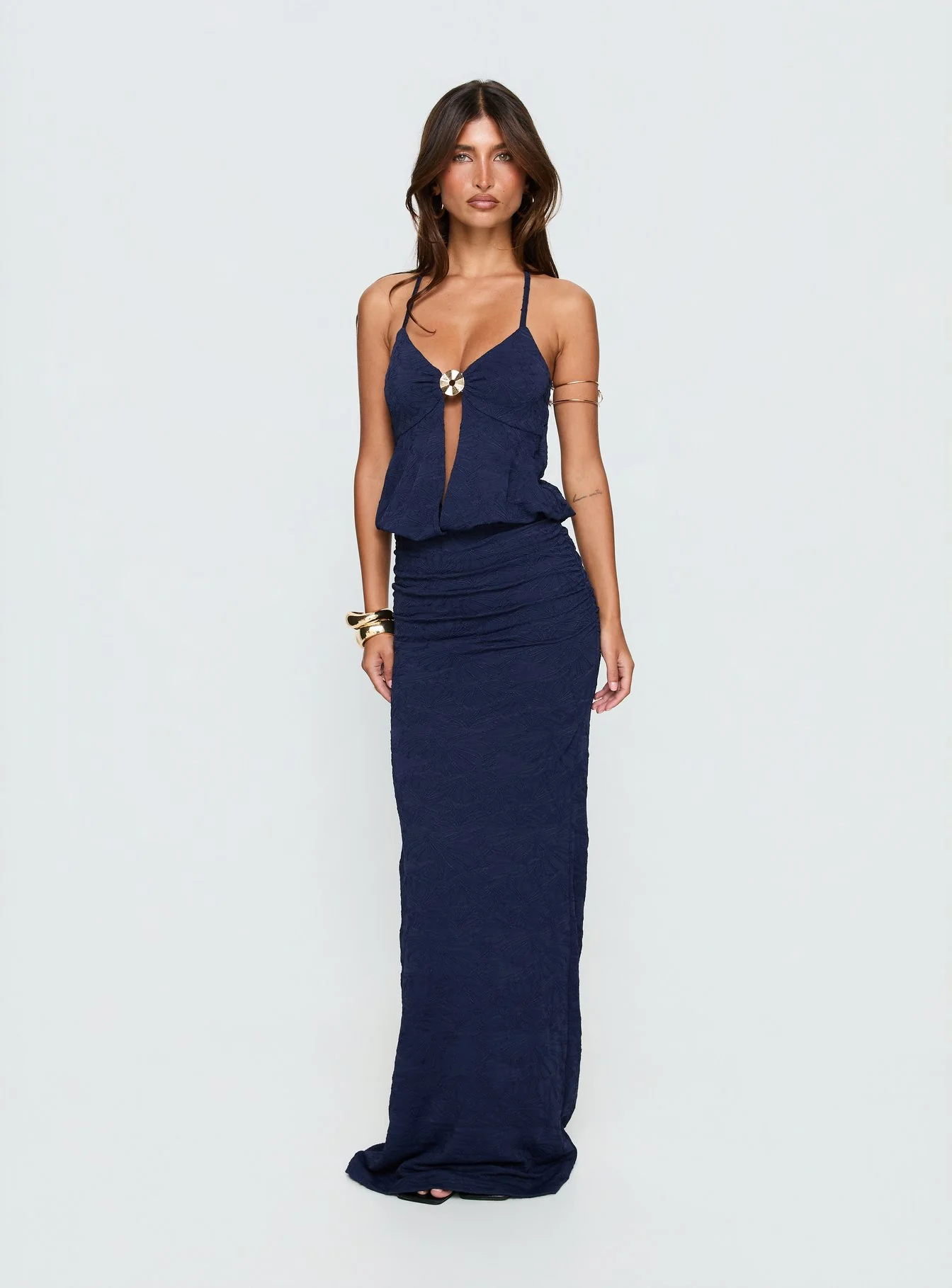 Sungold Halter Maxi Dress Navy