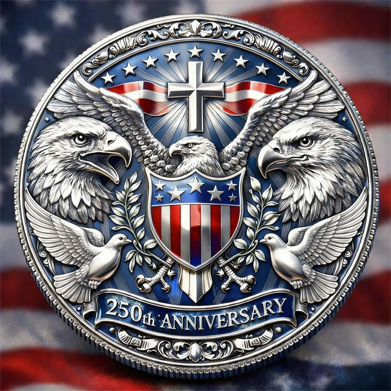 Eagle & White pigeon & Cross United States 250th Anniversary Commemorative Coin