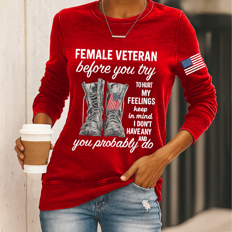 Women's Veteran Print Casual Sweatshirt