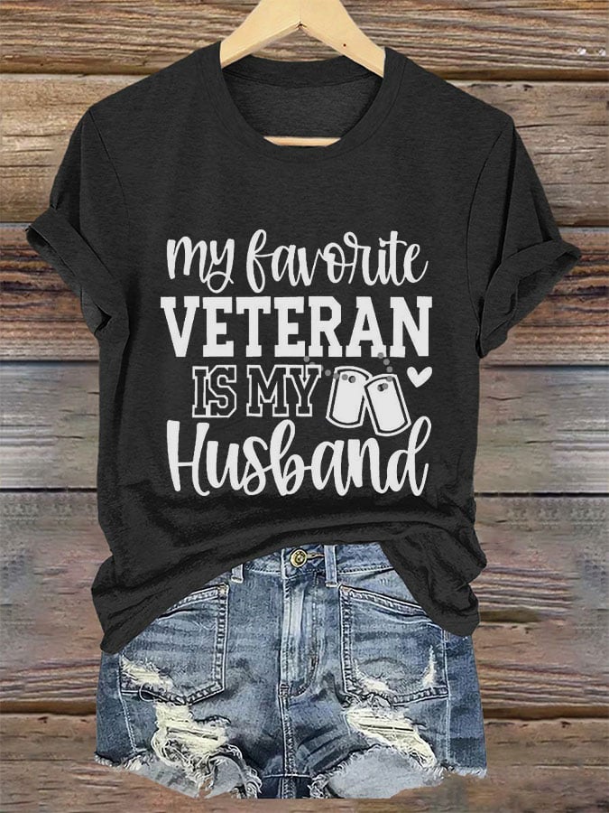 Women's 'My Favorite Veteran Is My Husband' Print T-Shirt