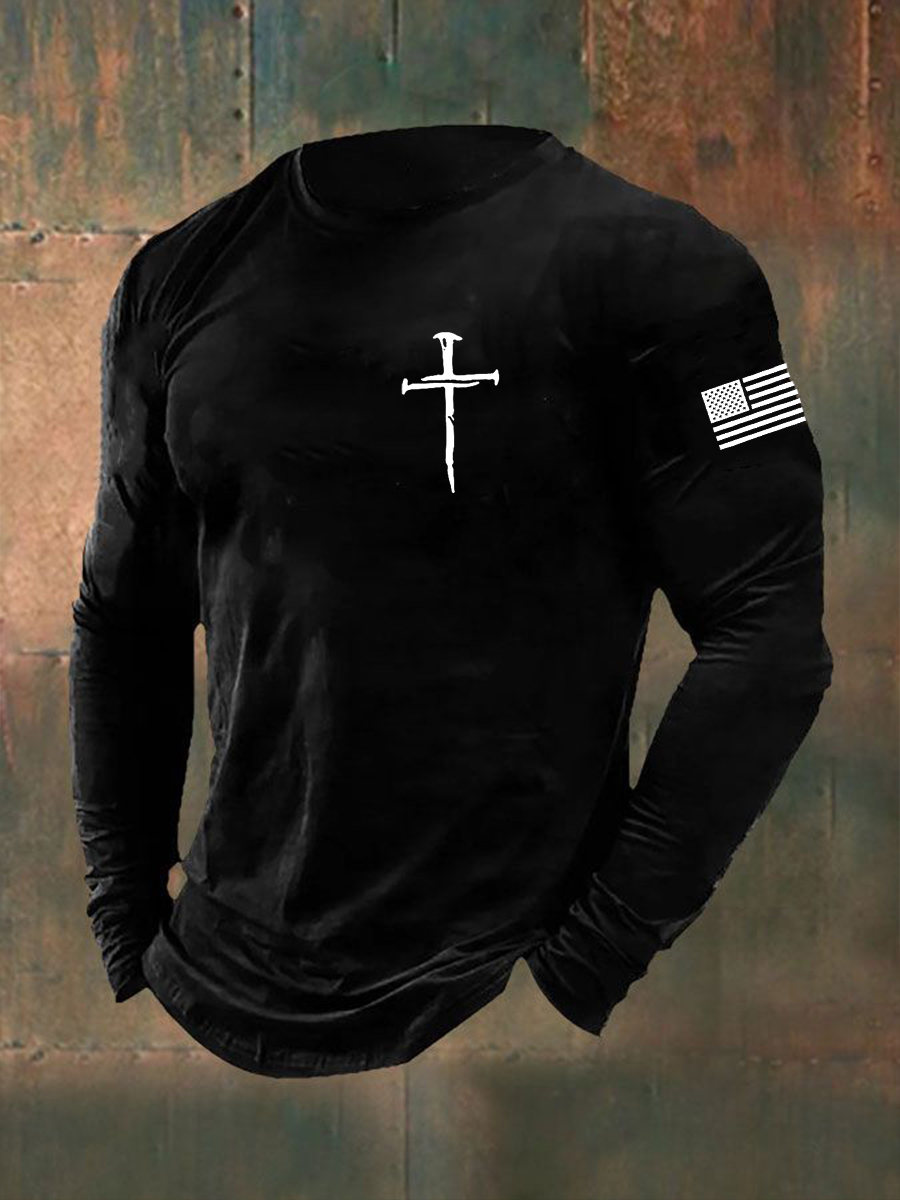 Men's Jesus The Way The Truth The Life John 14:6 Christian Cross Long Sleeve  T-shirt