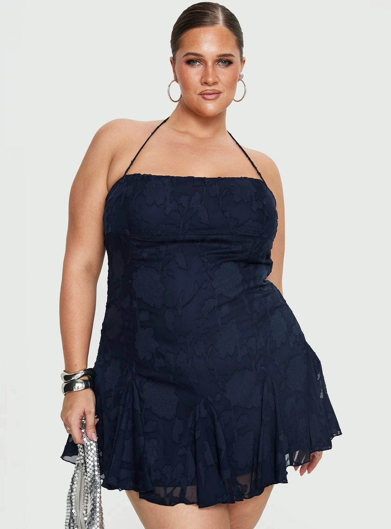 Delamere Mini Dress Navy Burnout Curve