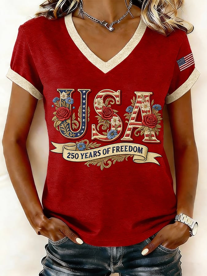 Women's Vintage America 250th Anniversary Print T-Shirt